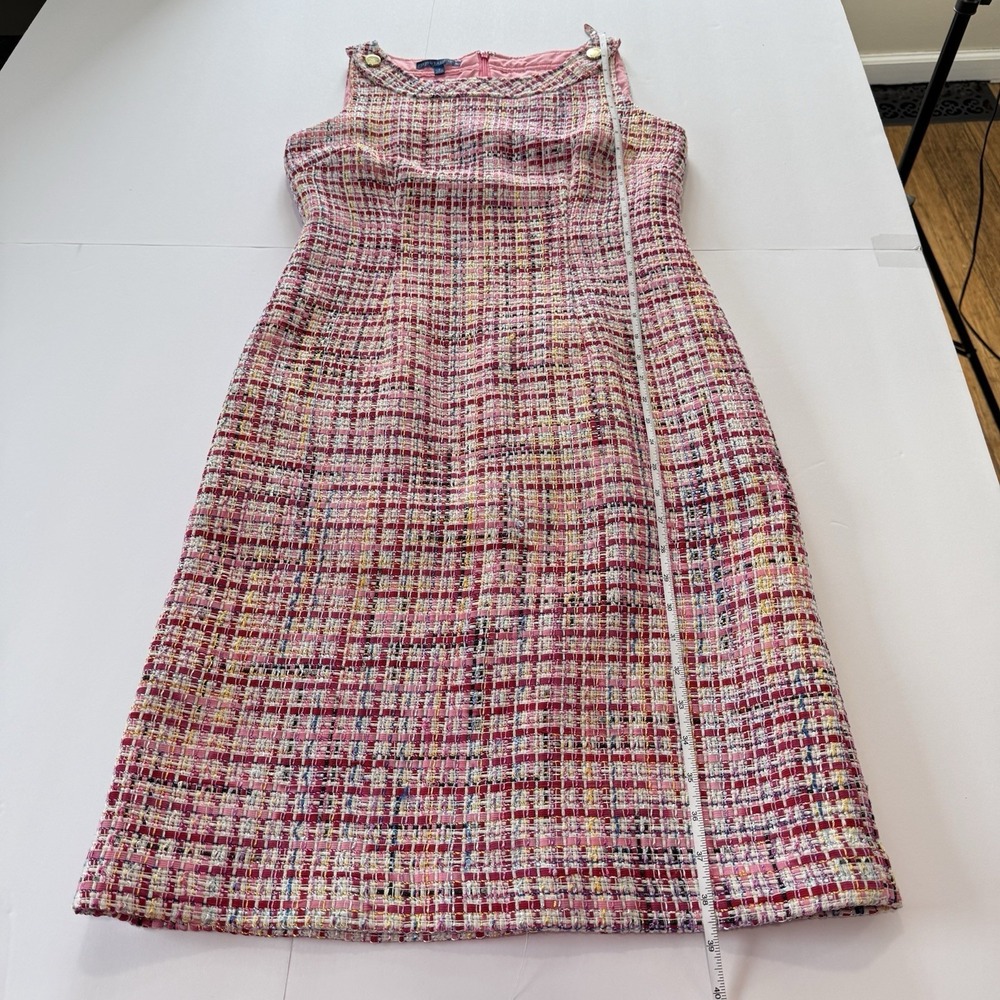 Talbots Pink Ribbon Tweed Sleeveless Shift Dress Size 2 Office Preppy - Picture 11 of 13